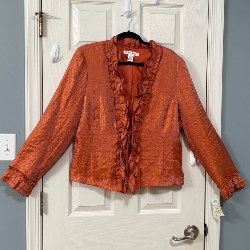 RAFAEL Ruffled Burnt Orange Blazer